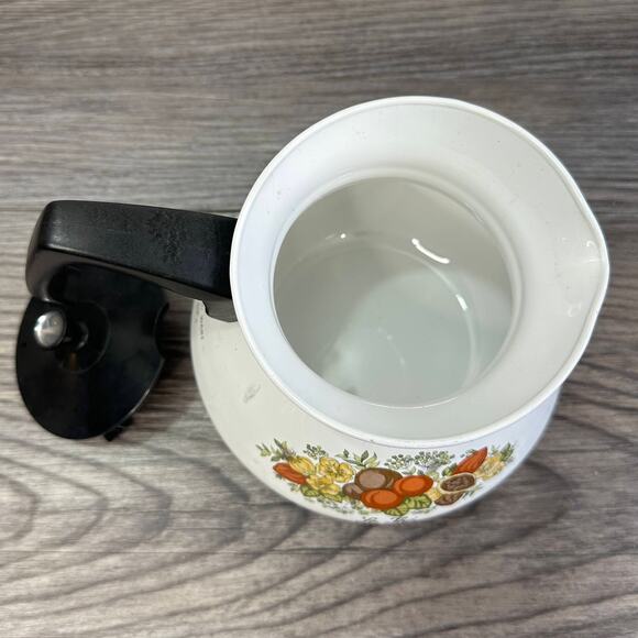 Vintage Corning Ware 6 Cup Hot Water Pot Spice Of Life Design Black Handle & Lid - Picture 5 of 6